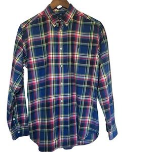 Ralph Lauren Polo Boy’s Plaid Button-Down Shirt Blue & Red Size XL 18-20